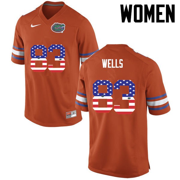 Florida Gators Women #83 Rick Wells College Football USA Flag Fashion Orange
